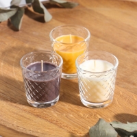 Свеча ароматическая в стакане (набор 3 шт) по 50 мл, 10 ч, 32 гр, ВАНИЛЬ, АРАБИКА, МОЛОКО-МЁД 108903