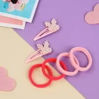 Набор для волос "Лили" (4 резинки 4 см, 2 невидимки 5 см) зайки, розовый