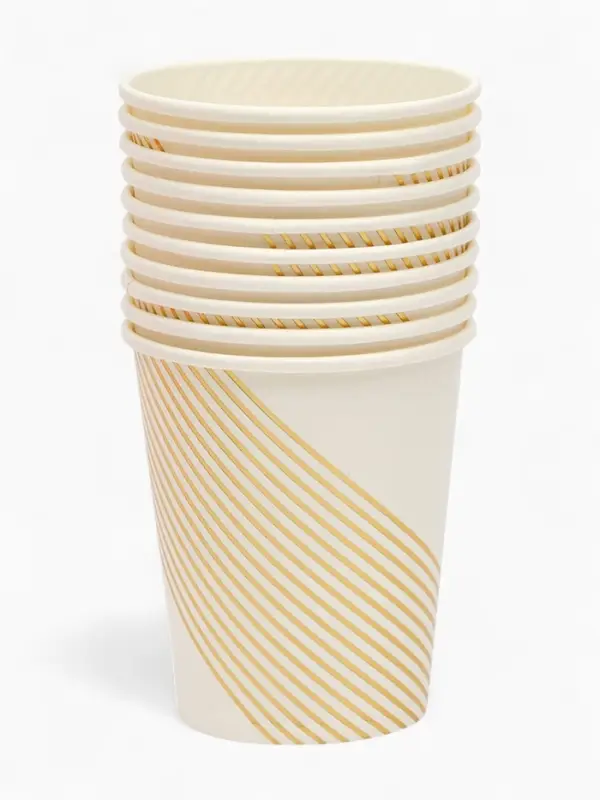 Набор стаканов белый с золотом 250 мл (10 шт)