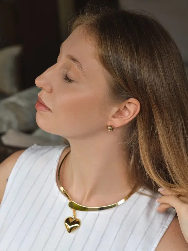 Набор 2 предмета: серьги, чокер &laquo;Обруч&raquo; сердце, цвет золото