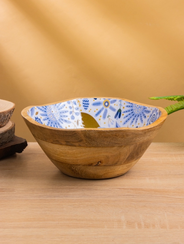 Салатник "Васильки" дерево манго 23х23х10,5 см