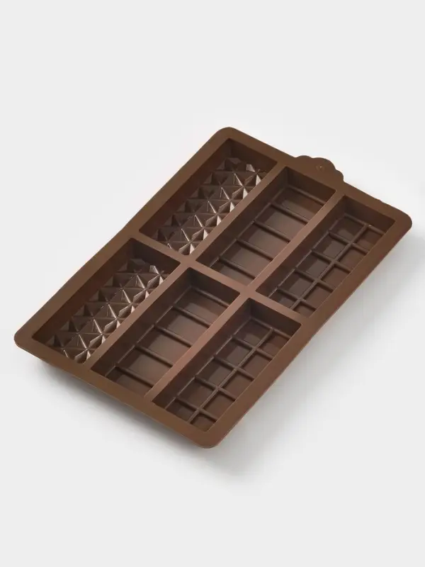 Форма для дубайского шоколада 6 плиток "Квадраты, полосы, пирамиды" 27,5x17x2 см