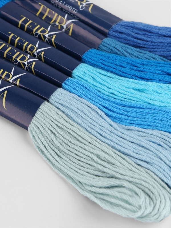Набор ниток мулине хлопок 8&plusmn;1м (наб 7шт цена за наб) cпектр синий TR