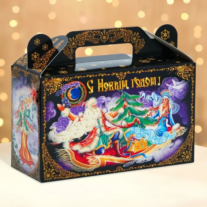 Подарочная коробка Новогодняя Подарочек малый &laquo;Зимние забавы&raquo; 17.5&times;7&times;10.5 см