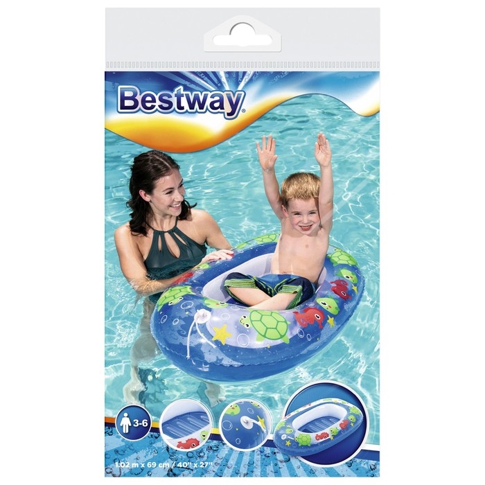 Лодочка надувная &laquo;Дельфин&raquo;, 102 х 69 см, от 3-6 лет, цвет МИКС, 34037 Bestway