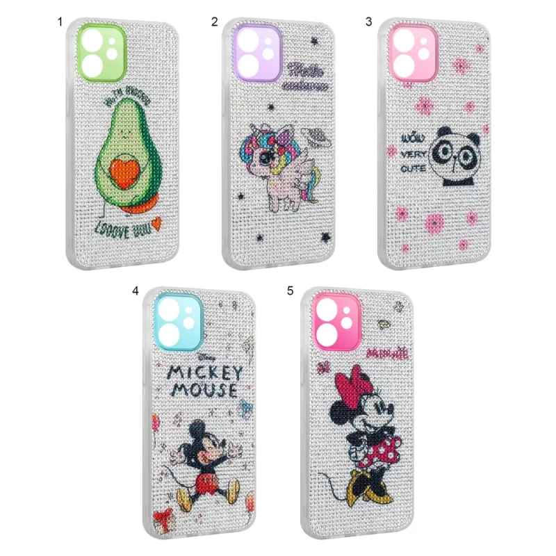 Чехол iPh 12 стразы с картинками