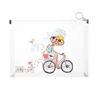 Папка-конверт на молнии формат А5, 180мкр, с рисунком "Маленькая девочка", МИКС