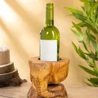 Подставка под бутылки &laquo;Голова слона&raquo;, 15&times;15&times;17 см, дерево Пиннис, коричневая