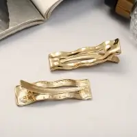 Зажим для волос "Либерти" (набор 2 шт) волна прямой, 6,5 см, золото