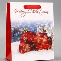 Пакет подарочный ламинированный "Новогодние игрушки", 18 х 23 х 10 см