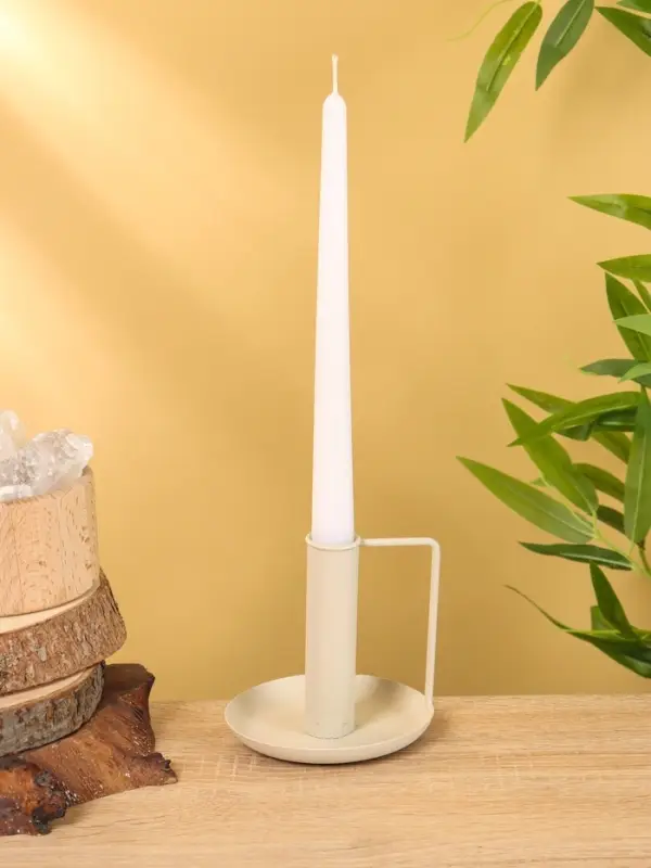 Подсвечник на 1 свечу текстурный с ручкой и блюдцем &laquo;Фисташка&raquo;, 10&times;10&times;9.5 +/- 0.5 см