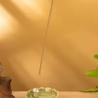 Подставка под благовония "Растение" керамика, цв. зелёный, 8х8х2 см