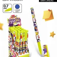 Ручка шариковая маслянная 0,7мм, корпус софттач с рисунком "Vinson" синяя