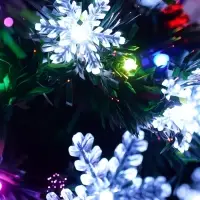 Ёлка фиброоптическая &laquo;Снежинки&raquo; 90 см, d нижнего яруса 45 см, 80 веток, мигание