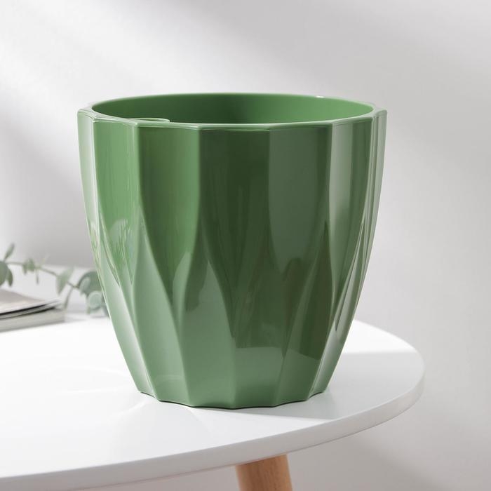 Кашпо для цветов со вставкой &laquo;Флюте&raquo;, 3 л, цвет малахит