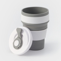 Стакан складной с крышкой Доляна &laquo;С собой&raquo;, 350 мл, 8,5&times;14 см, цвет серый