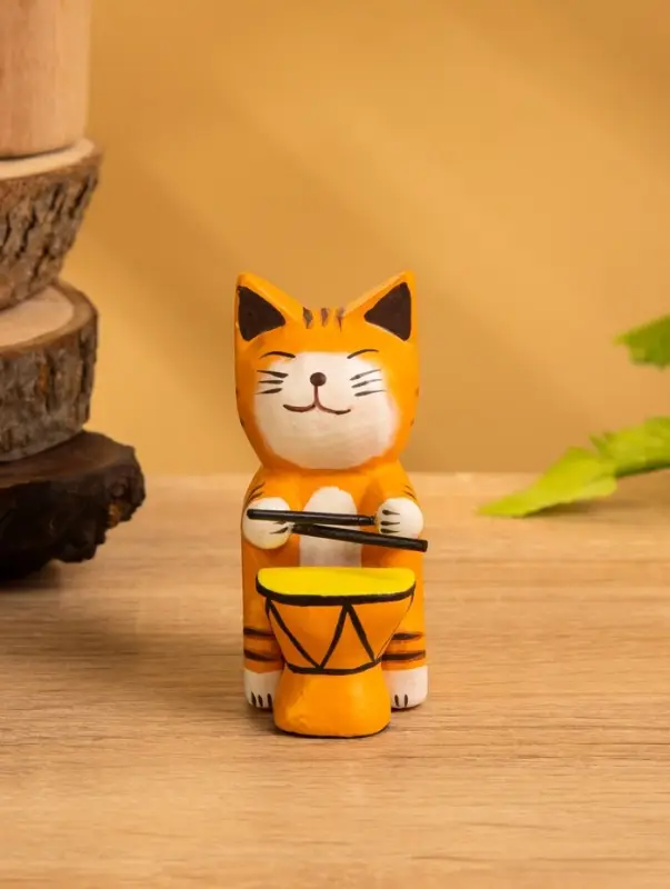 Сувенир &laquo;Кот барабанщик&raquo;, 3.5&times;5.5&times;8 см, дерево, МИКС