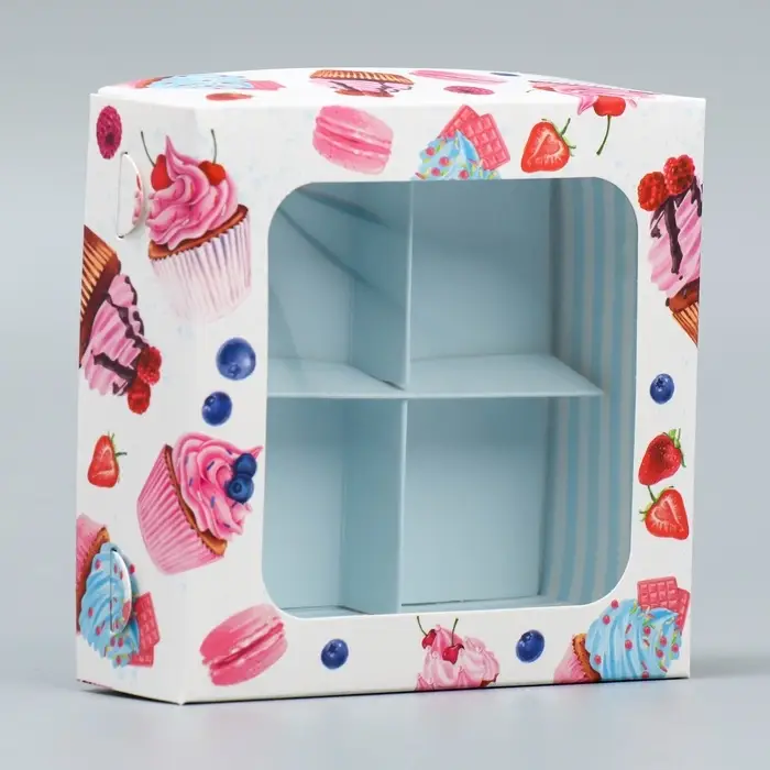 Коробка для конфет, кондитерская упаковка, 4 ячейки, &laquo;Для тебя&raquo;, 10.5 х 10.5 х 3.5 см