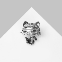 Брошь &laquo;Кошечка&raquo; спящая, цвет белый в серебре (неделимая фасовка 12 шт., цена за шт.)
