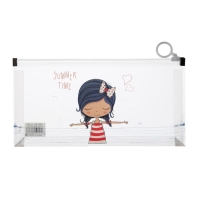 Папка-конверт на молнии формат А6, 180мкр, с рисунком "Маленькая девочка", МИКС