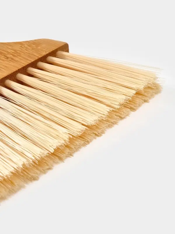 Щетка с совком "Meli", бамбуковая ручка, цвет черный 18х14 см