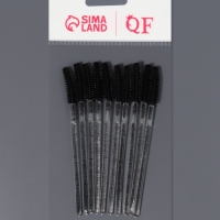 Щёточки для бровей и ресниц, силиконовые, набор - 10 шт, 10,5 см, цвет чёрный/прозрачный