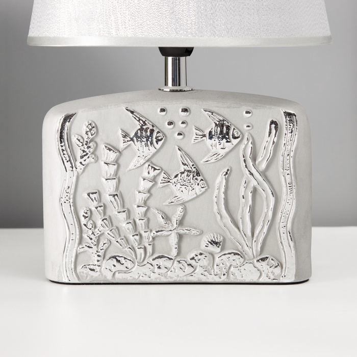 Настольная лампа с абажуром RISALUX &laquo;Океан&raquo;, Е14, 40 Вт, серебро, 20&times;15&times;30 см