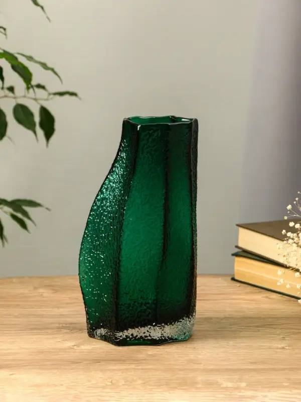 Ваза стекло настольная "Дженис" 25х12х8 см, зелёный