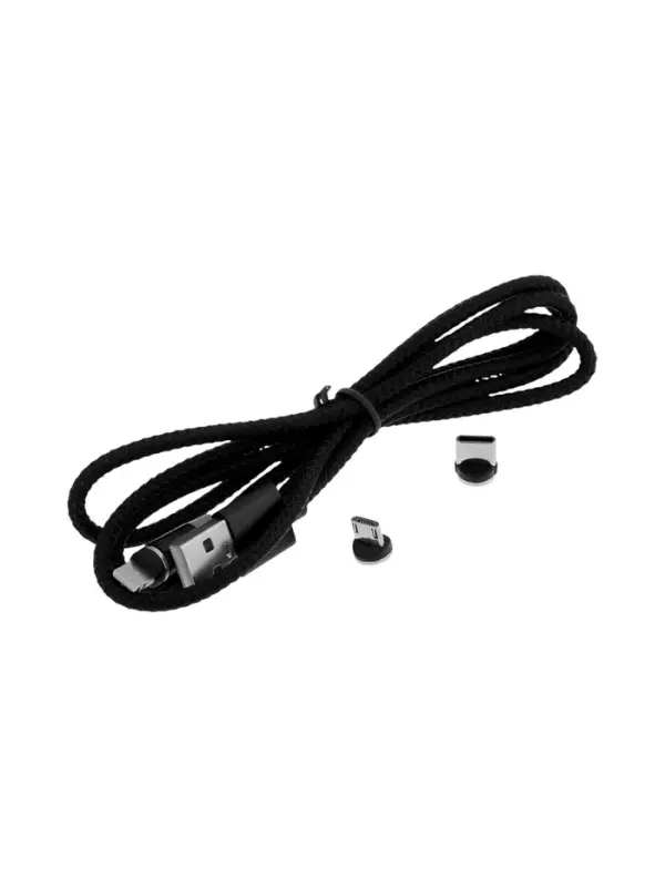 Кабель D09E,3 в 1, Type-C-microUSB-Lightning, 1м, зарядка+передача данных,магнитный,черный