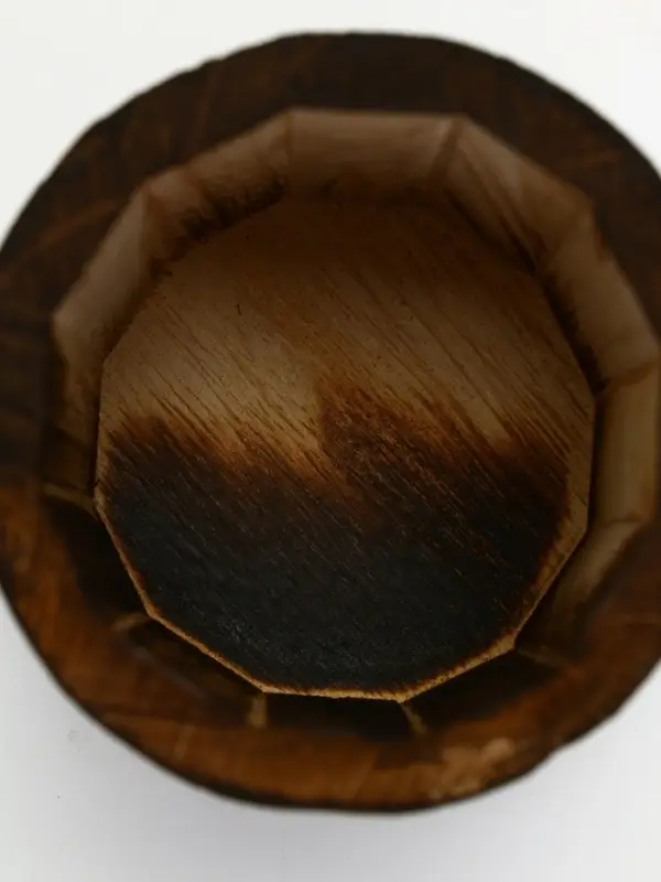 Стеклянная ваза с деревянной подставкой, 10х25,5х10 см