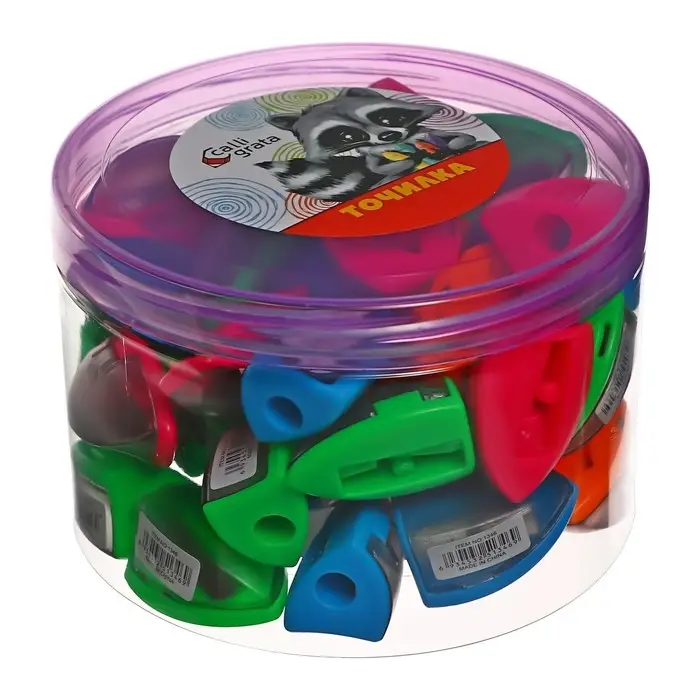 Точилка &laquo;Треугольник&raquo;, с контейнером (штрихкод на штуке), МИКС