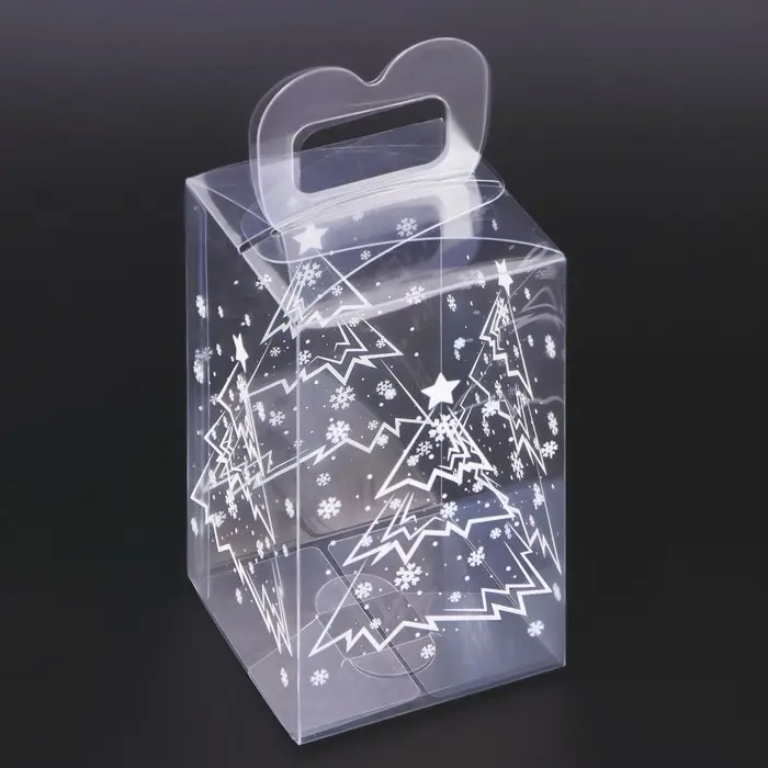 Коробка подарочная новогодняя складная ПВХ &laquo;Ёлочка в лесу&raquo; 12&times;7&times;7 см