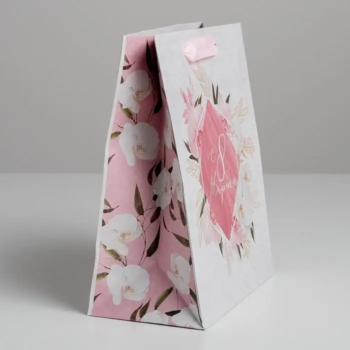 Пакет подарочный крафтовый вертикальный, упаковка, &laquo;8 марта&raquo;, MS 18 х 23 х 10 см