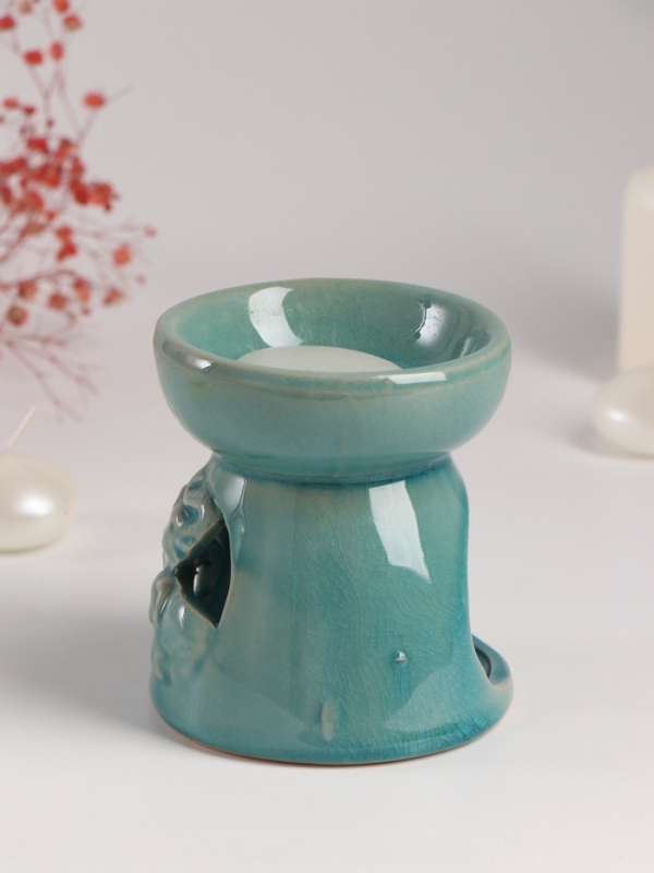 Набор: аромалампа для эфирных масел, мелтсы из воска ароматические &laquo;Слон со слонёнком&raquo;, бирюза, 10&times;10&times;9 см