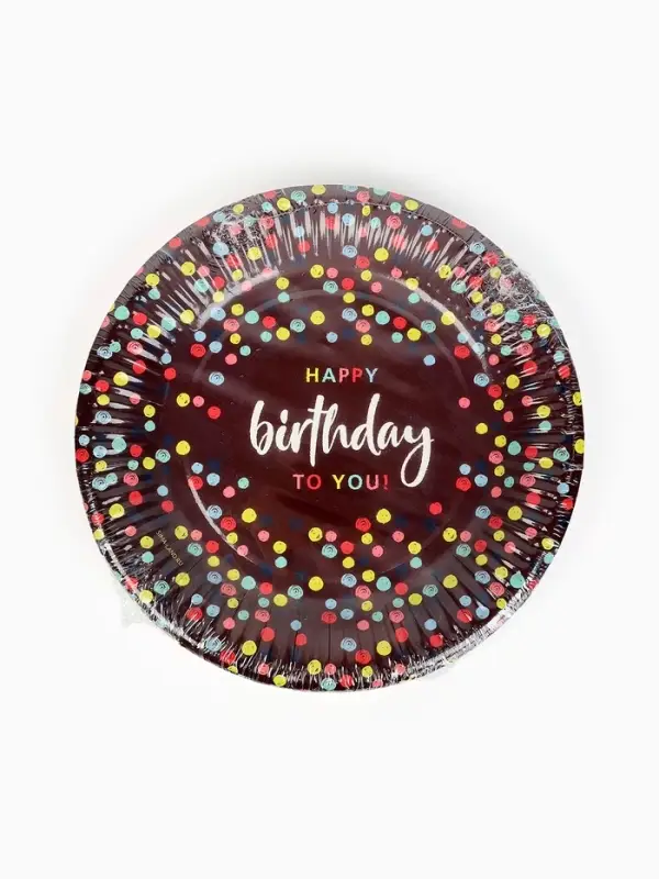 Тарелка одноразовая бумажная &laquo;Happy Birthday&raquo;, конфетти, 18 см