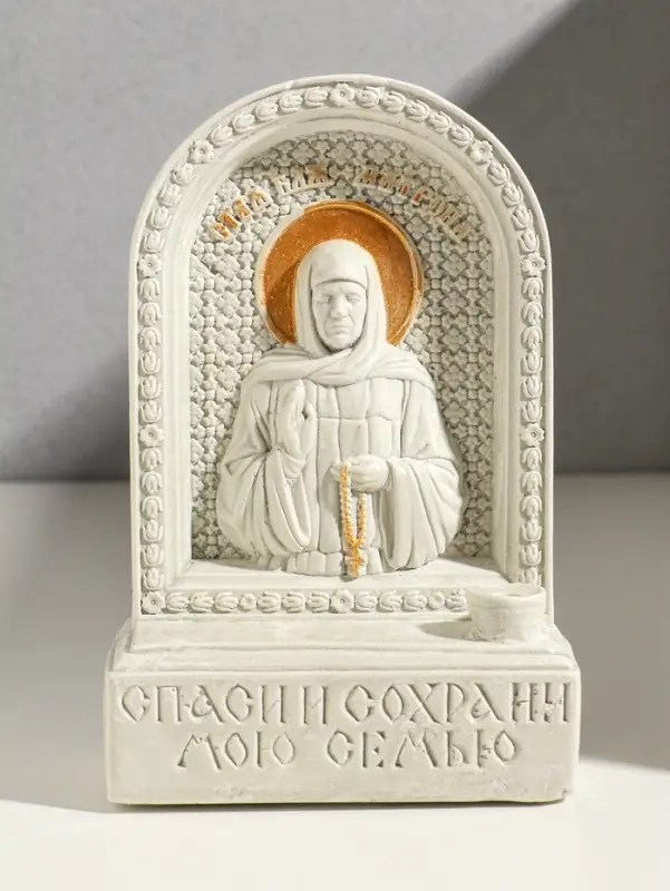 Икона с подставкой под свечу "Матрона Московская" роспись, 18х12х5,5 см