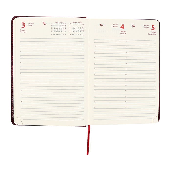 Ежедневник датированный 2024 A5 176 листов, deVENTE.Belcanto, твёрдая обложка из искусственной кожи с поролоном, ляссе, кремовый блок 70 г/м2, бордовый