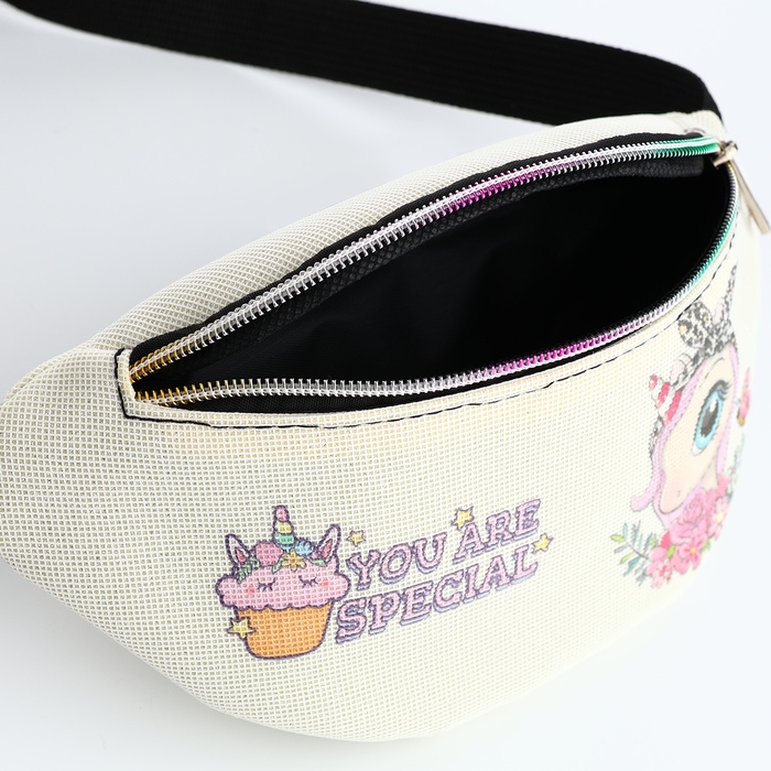 Сумка поясная детская на молнии &laquo;Выбражулька&raquo;, цвет молочный