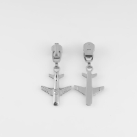 Бегунок автоматический для металлической молнии, №3, декоративный &laquo;Самолёт&raquo;, 10 шт, цвет никель