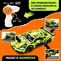 Конструктор Mechanics &laquo;Гоночная&raquo;, радиоуправляемый, 1:16, открываются двери, капот, багажник, работает от аккумулятора, 428 деталей, цвет зелёный