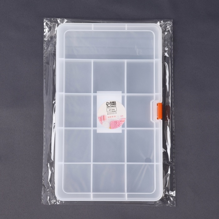 Органайзер для рукоделия, 13 отделений, 21 &times; 12,5 &times; 1,5 см, цвет прозрачный
