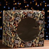 Новый год. Коробка для торта новогодняя с окном &laquo;Ветки ели&raquo;, 30 х 30 х 19 см