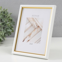 Фоторамка пластик "МИРАМ" 13х18 см, 636461-5, белый с золотом (пластиковый экран)