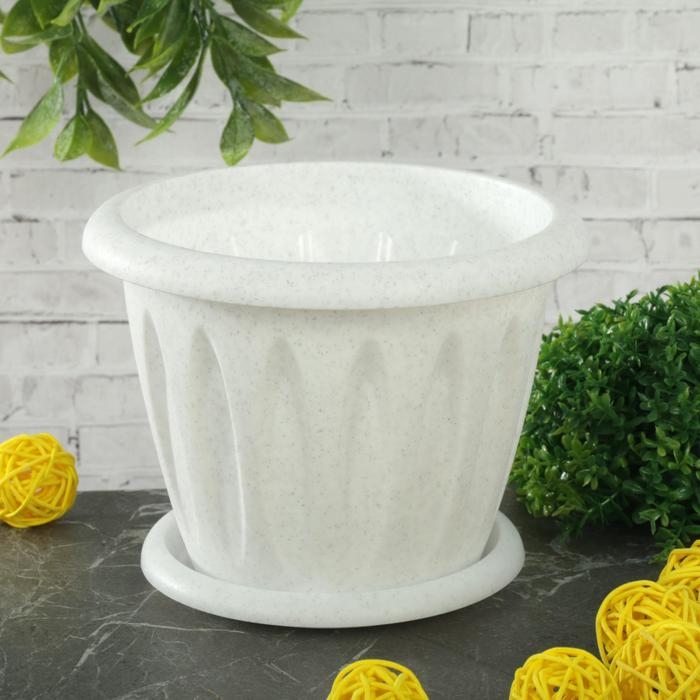 Горшок с поддоном &laquo;Фелиция&raquo;, 900 мл, цвет мраморный