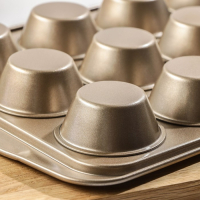 Форма для выпечки Доляна &laquo;Жаклин. Круг&raquo;, 40&times;28&times;4 см, 12 ячеек, антипригарное покрытие, цвет золотой