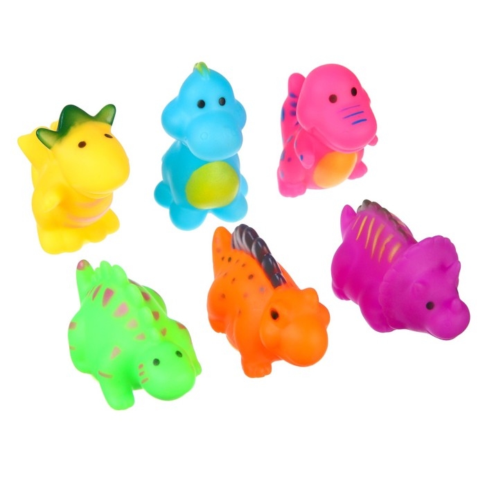 Набор резиновых игрушек для ванны &laquo;Динопарк&raquo;, с пищалкой, 6 шт, виды МИКС, Крошка Я