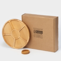 Подарочный набор деревянной посуды Adelica &laquo;Фортуна&raquo;, менажница на ножках с соусницей, d=30 см, 70 мл, берёза