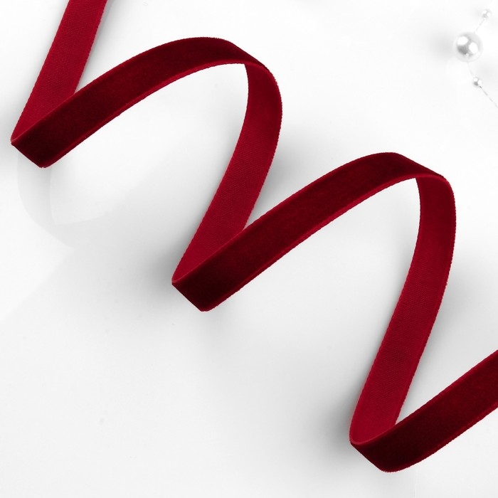 Лента бархатная, 10 мм, 18 &plusmn; 1 м, цвет бордовый №43