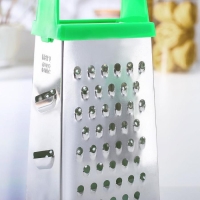 Тёрка Доляна, 4 грани, 11&times;8,5&times;22 см, ручка пластик, цвет МИКС