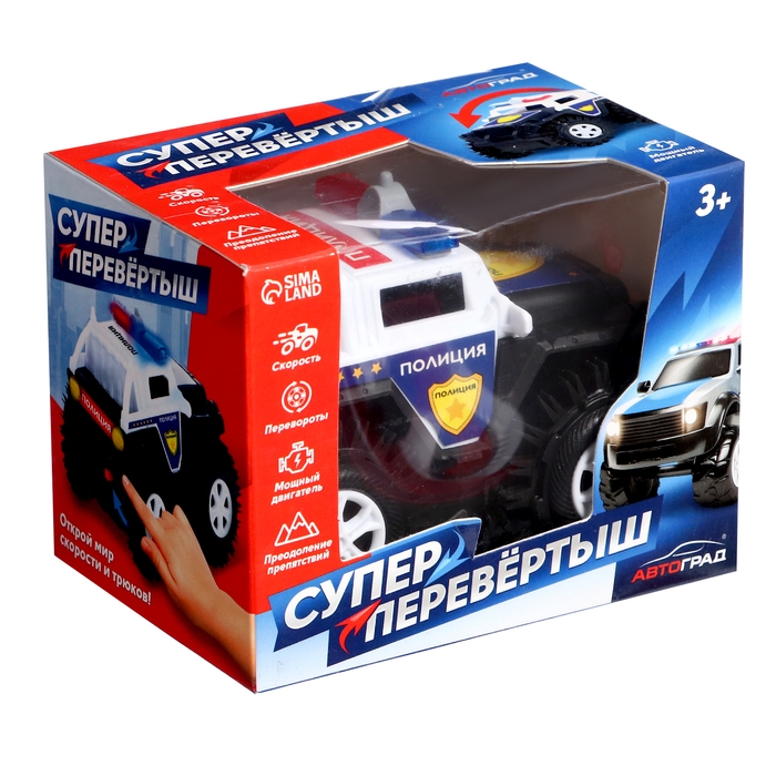 Джип-перевёртыш &laquo;Полиция&raquo;, работает от батареек, цвет чёрный